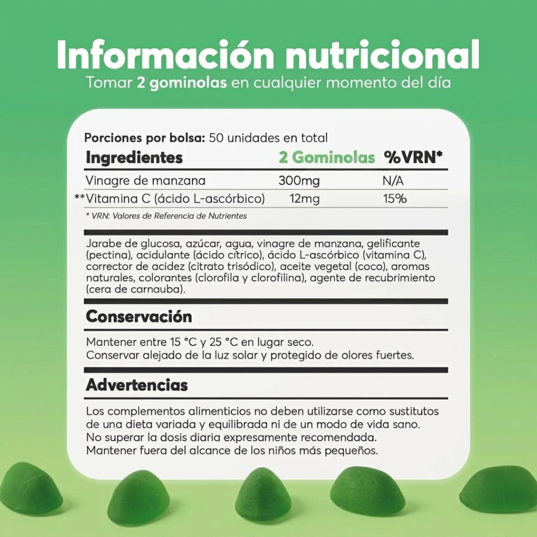 Gominolas de Vinagre De Manzana, Vitamina C y Pectina de Biocenti