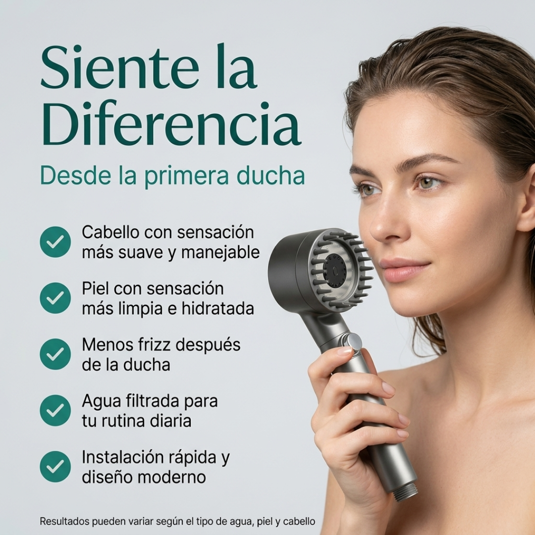 Cabezal de Ducha con Filtro Iónico para Piel Sensible y Cabello Dañado