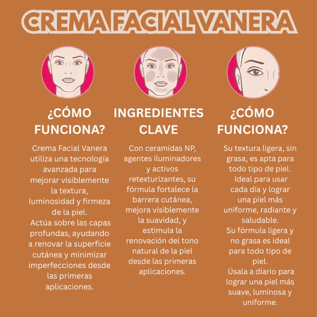 Crema facial Vanera - Ilumina y revitaliza tu piel de forma natural